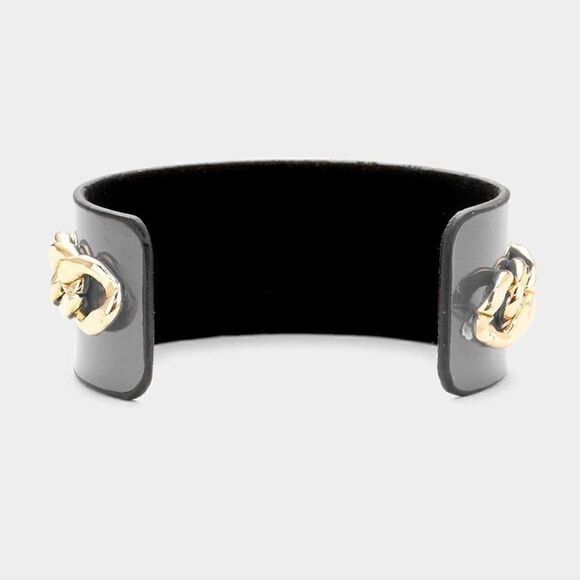 Pearl Honey Bee Gray Enamel Chain Cuff Bracelet - Picture 2 of 6